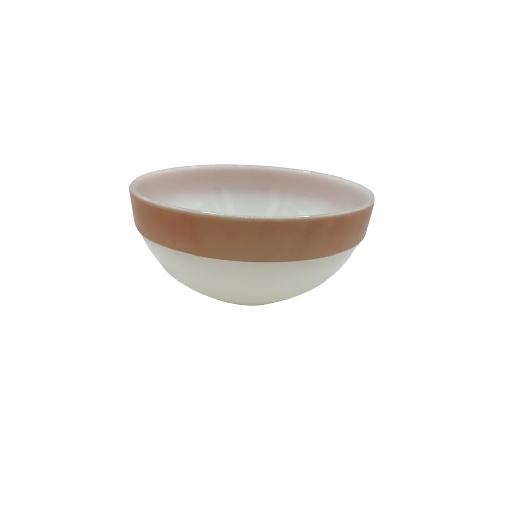 Fire-King Milk Glass Mixing Bowl Peach Band Vintage Oven Ware 8.5 Inch USA